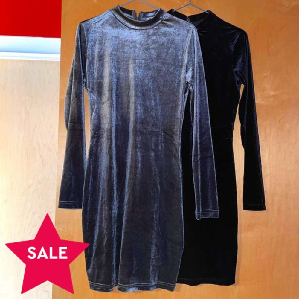 3/$20 Bodycon stretch velvet minidress LOT OF 2 dresses M 8
